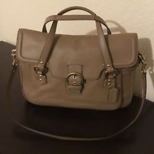 Coach Campbell Leather Eva Flap Satchel Taupe F261